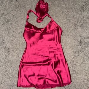Satin cowl neck dress